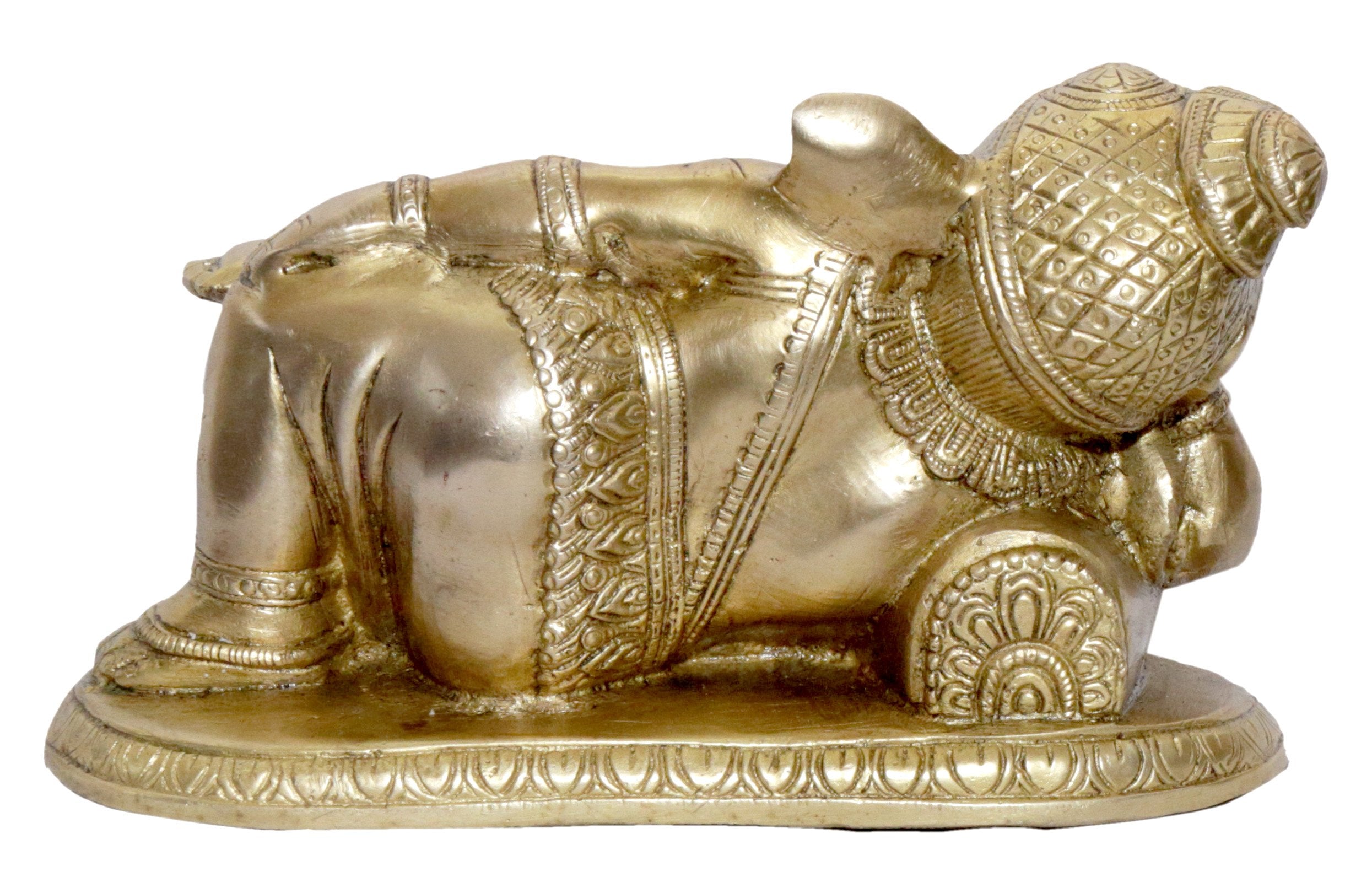 Kalarambh Brass Ganesha/Ganesh/Ganpati Idol Murti Statue For Home Pooja Puja Mandir Decor Collectible Handicraft Art, Yellow, 7